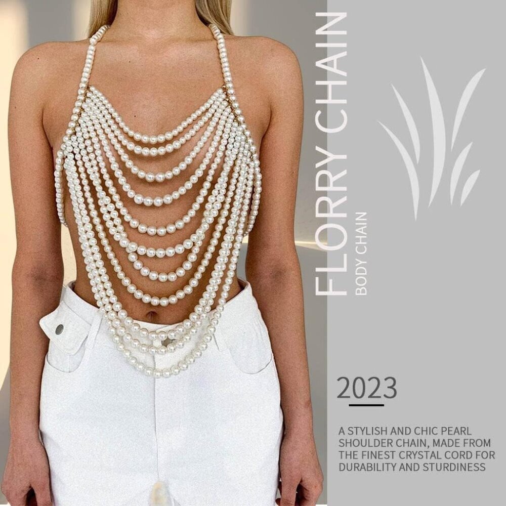 Pearl Body Chain Women Jewelry Adjustable Chic Festival Party Wear - Picture 4 of 6